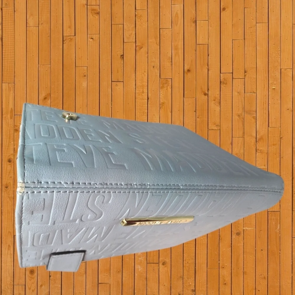 Steve Madden Large Wallet Baby Blue Embossed Logo Zip Around Clutch
